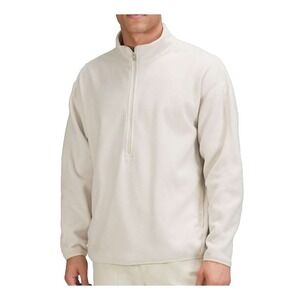 Lululemon Mens Large 1/2 Zip Sweater Oversized Fleece Pullover Pockets Ivory